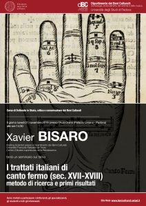 I trattati italiani di canto fermo (sec. XVII-XVIII): metodo di ricerca e primi risultati (conférence – Padova, novembre 2016)