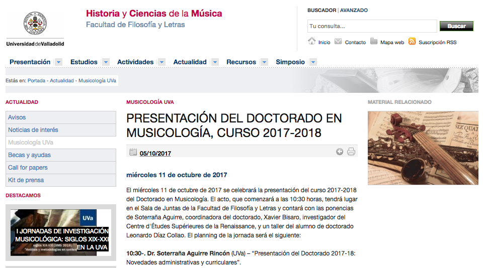 Los cantores olvidados del siglo XVIII (conférence – Valladolid, octobre 2017)